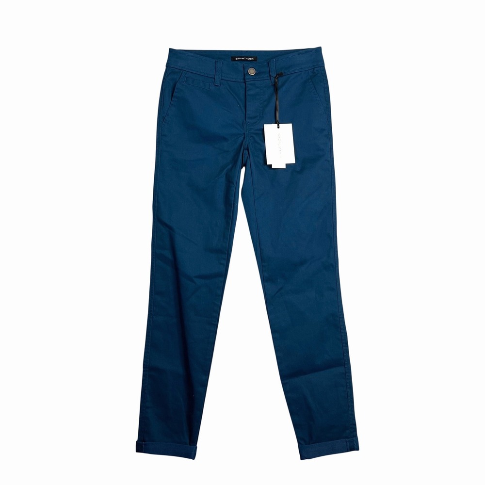 41 Hawthorn Cuffed Chino Pants Womens 0 Teal Blue Crop Slim Fit Stretch NWT
